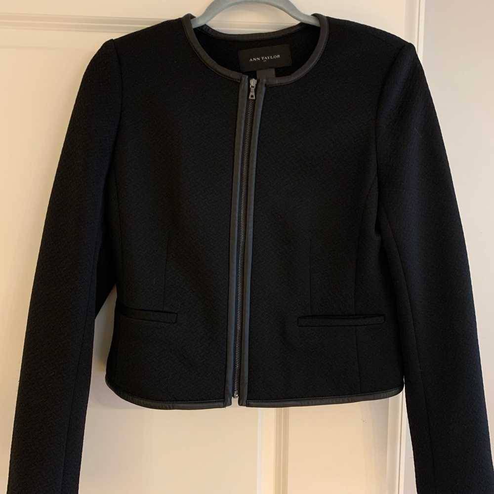 Ann Taylor Black Blazer with faux leather